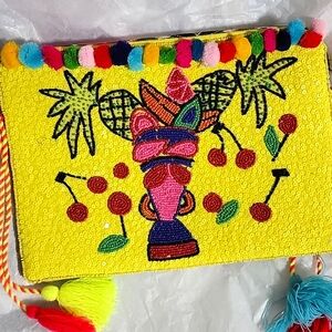 Nwt Antica Sartoria Sequin Beaded Clutch   Handmade in Italy Vacation